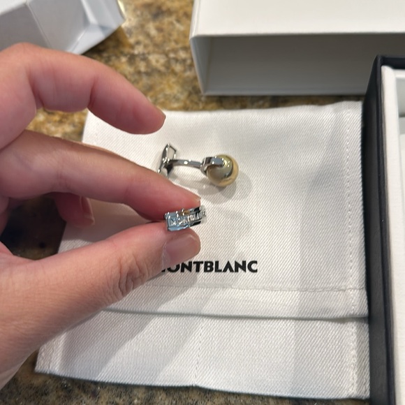 New Mont Blanc gold and silver sphere cufflinks - Picture 3 of 4